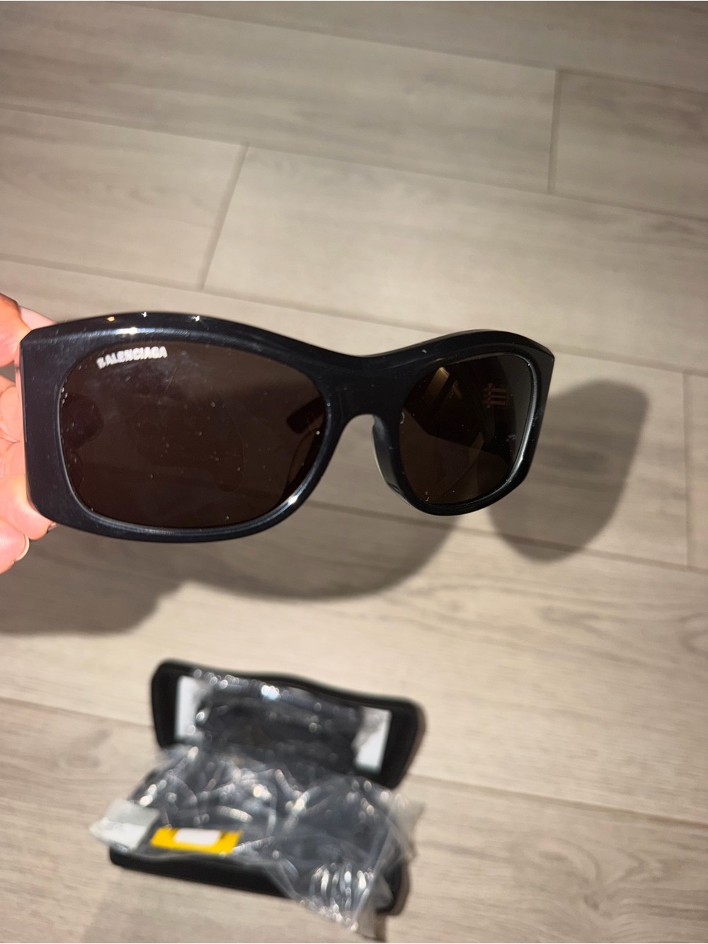 Balenciaga Black Sunglasses with Case with Embossed Logo